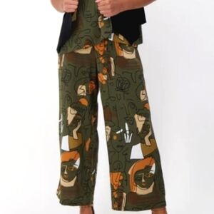 NEW Milk & Honey Abstract Picasso Print Wide Leg Pants High Rise M Artsy Trendy